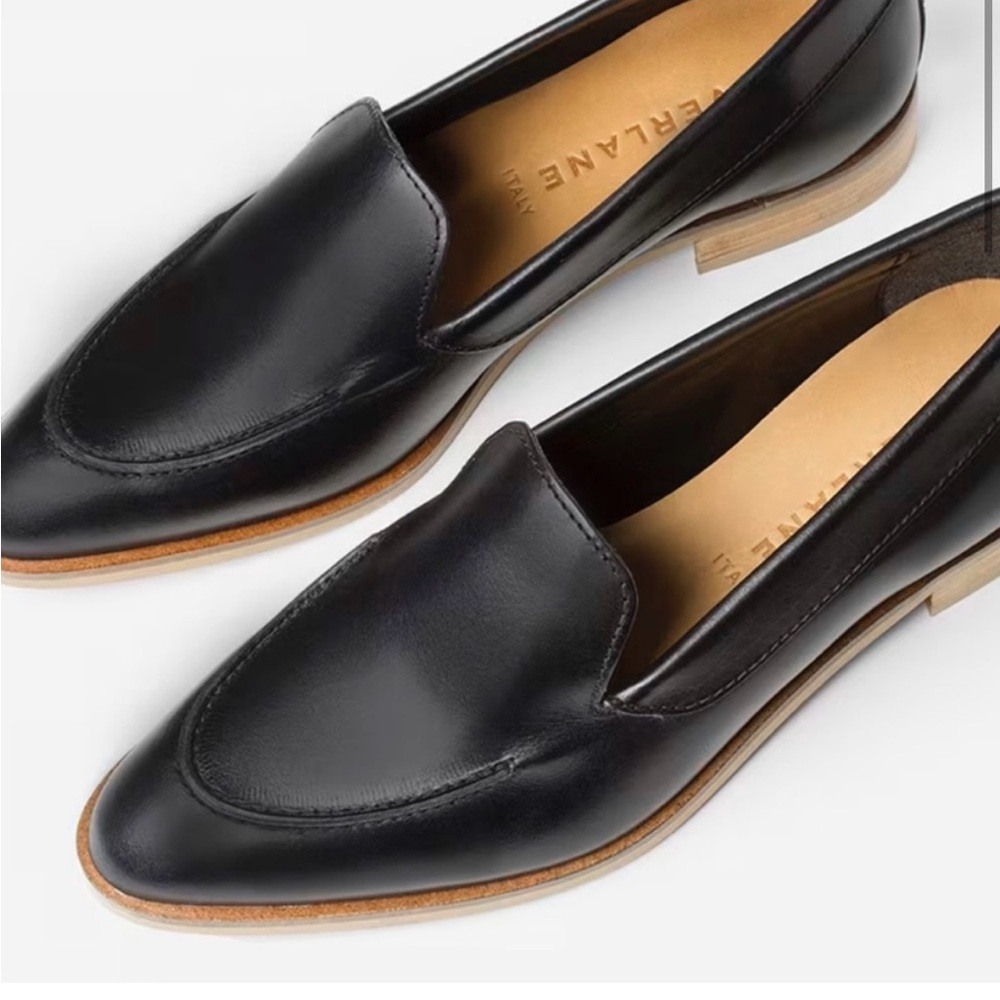 Everlane Black Leather Loafers Size 9